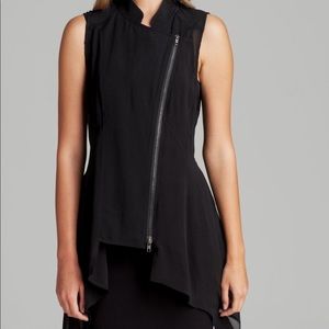 Eileen Fisher Black Silk Asymmetrical Top Vest LRG